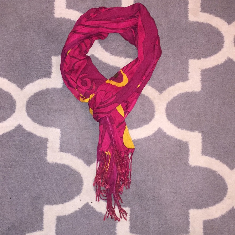 Pink, red and yellow lightweight scarf
